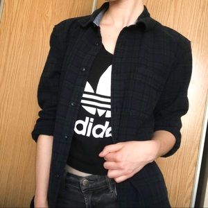 Oversized Blue and Green Plaid Flannel